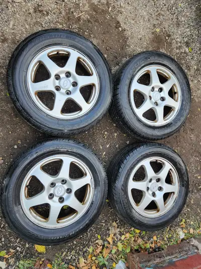 RIMS 16" Alloy Wheels Off of a 2009 Hyundai Sonata (Fits many other cars 5x114.3) TIRES 215 60 16 Ma...