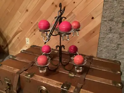 Chandelier décoratif suspendu en fer pour 8 bougies, vintage, View more