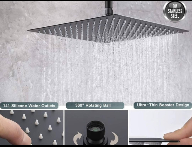 Shower Head, Rainfall Shower Head with Handheld Combo, 12'' High in Bathwares in Gatineau