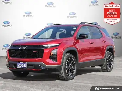 New Price! Odometer is 7111 kilometers below market average! Radiant Red 2026 Chevrolet Equinox RS |...