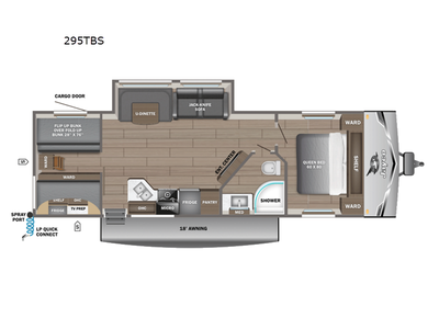 Jayco Jay Flight SLX travel trailer 295TBS highlights: Cargo Door Under Bunks U-Shaped Dinette 18' P...