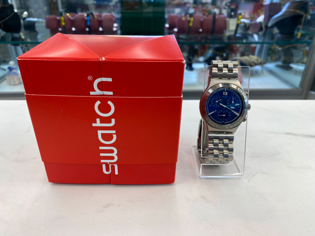 Swatch Irony Rhythmic Blue Stainless Steel Chronograph Watch in Jewellery & Watches in City of Toronto