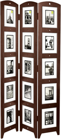 Decorative Wooden 3-Panel Photo Collage Room Divider