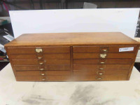 Oak Index Cabinet with 12 Drawers - Vintage 11" x 12" x 33.5"