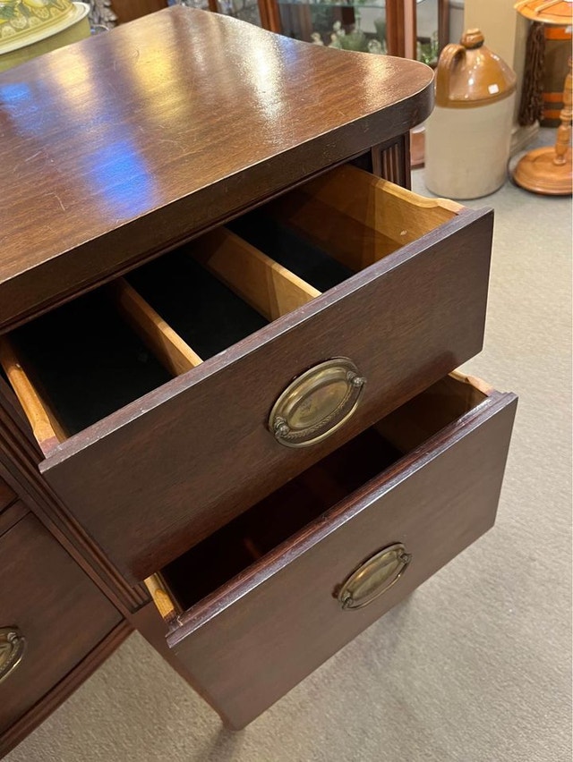 vintage sideboard! 6 drawers with gold hardware! Hutches
