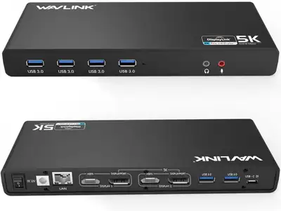 WAVLINK Pro Dual 4K@60Hz Docking Station for Laptop Dual Monitor, View more
