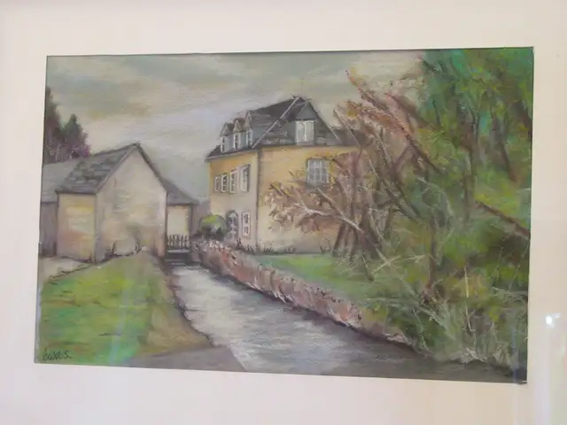 Lovely Landscape Painting, Oil Pastel on Paper Board, Framed in Arts & Collectibles in City of Montréal - Image 3
