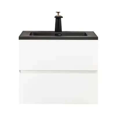 24" White Wall Mount Bathroom Vanity w/ Quartz countertop, View more