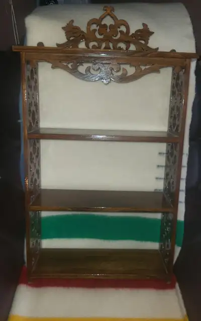 Beautiful handmade scrolled shelf / wool thunder bird wall hange, View more