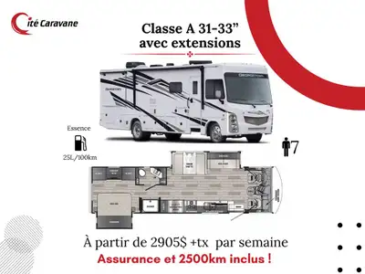 Cité caravane ! www.locationcaravane.ca pour plus de détails ! Classe A 31-33 pieds de disponible Lo...