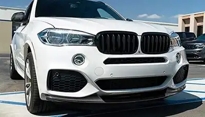 BMW F15 X5 PERFORMANCE GLOSSY BLACK FRONT LIP CHIIN SPOILER AND PERFORMANCE GLOSS BLACK DIFFUSER 201...