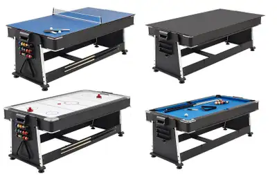 NEW 4 IN 1 7 FT GAMES POOL AIR HOCKEY TABLE B1204, View more