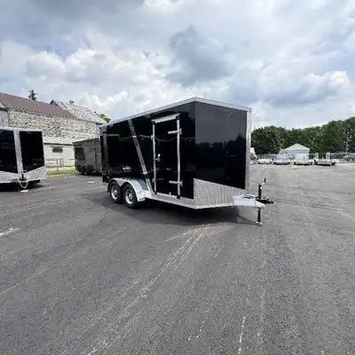 Grand River Trailer Sales Cargo trailer Aluminum contractor frame 7x14+Vee 7FT interior height , ram...
