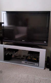 TV stand with glass shelves for $95.00, L 50"× H 18.5