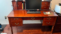 Solid wood desk, bookshelf and chair