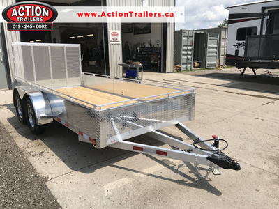 ACTION SERIES 6 X 14 ALL ALUMINUM UTILITY TRAILERS WITH SOLID ALUMINUM SIDES AND TOP TIE DOWN RAIL (...