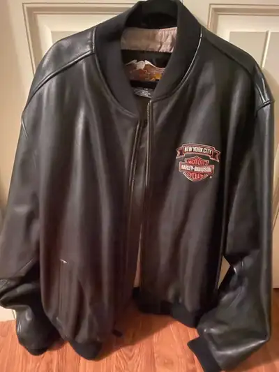 3XL, Collectors item, Rare New York City Harley Davidson Twin Towers Leather Harley Davidson bomber...