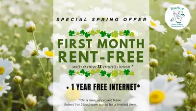 Promo on Now! Lease one of our Brand New 1 or 2 Bedroom Apartments and receive your First Month Rent...