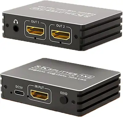 8K HDMI 2.1 Splitter 1 in 2 Out, View more