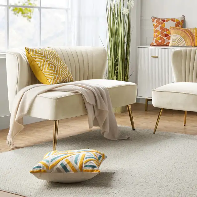 NEW 47 IN VELVET ARMLESS LOVESEAT FOR TWO PEOPLE SOFA in Home Décor & Accents in Lethbridge - Image 9
