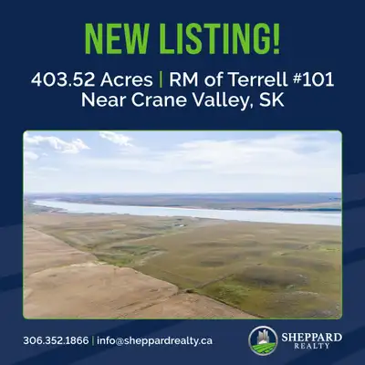 NEW LISTING AVAILABLE! 243.30 Deeded Acres | 160.20 Crown Lease Land | RM of Terrell # 101 | Near Cr...