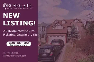 Spacious 2-Bedroom Basement Unit in Pickering – 800 Sq Ft of Comfortable Living Welcome to 2-916 Mou...