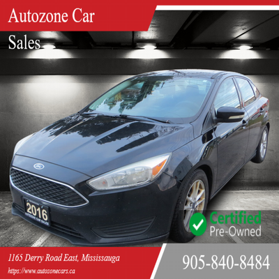 This 2016 Ford Focus SE is a reliable sedan with a sleek black exterior and a stylish charcoal inter...