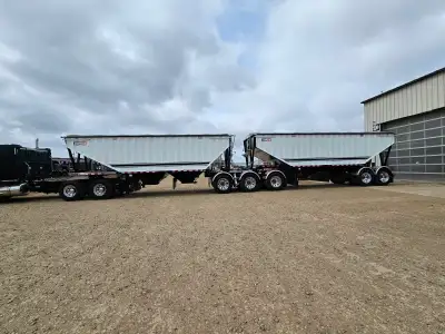 Steel Super B Grain Trailer Color: White/Black Wheels: 24.5-10 Hole Aluminum Unimount Tires: Micheli...