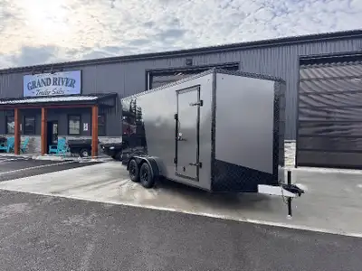 Grand River Trailer Sales cargo trailer Aluminum 7x16+Vee Blackout Package, 7FT interior height, Ram...