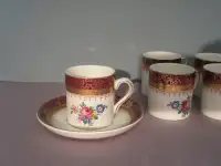 Royal Harvey Vintage Set of 6  Mocha/Espresso Cup &Saucer Garden