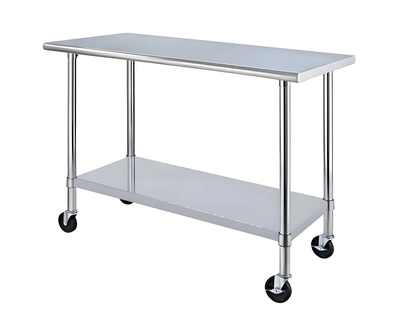 3 Ft Commercial Stainless Steel Work Table with Wheels 1224544, View more