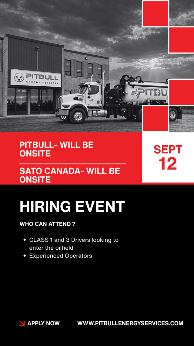 PITBULL ENERGY SERVICES-HIRING EVENT SEPT 12 9AM-3PM