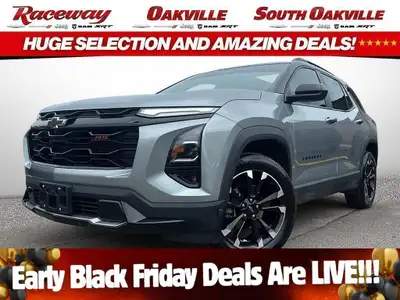 2025 CHEVROLET EQUINOX RS Grey Exterior Paint Black Sport Leather Interior with Red Stitching Wirele...