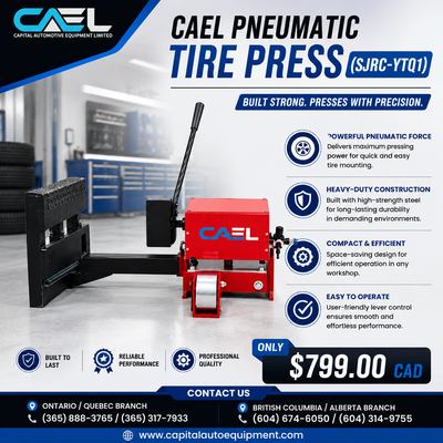 Professional Pneumatic Tire Press for Tire Shops & Automotive Workshops Price: $799 CAD Taxes The CA...