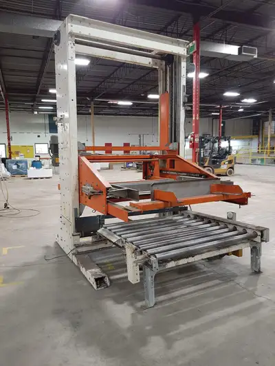 General Conveyor Co. low level palletizer with infeed conveyor setup. Removed from a decommissioned...