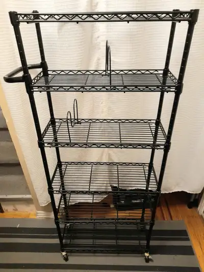 6 TIER BLACK METAL SHELF ON WHEELS, View more