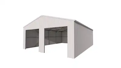 DOUBLE METAL STORAGE BARN GARAGE SHED BUILDING & ROLL UP DOORS, View more