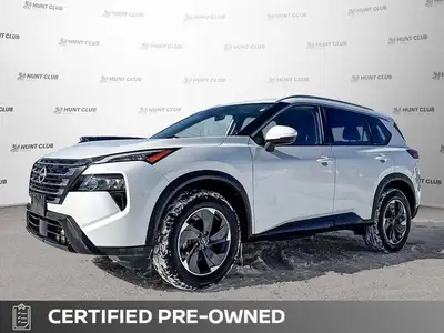 The 2024 Nissan Rogue SV Moonroof, in brilliant white, offers an elevated driving experience with on...