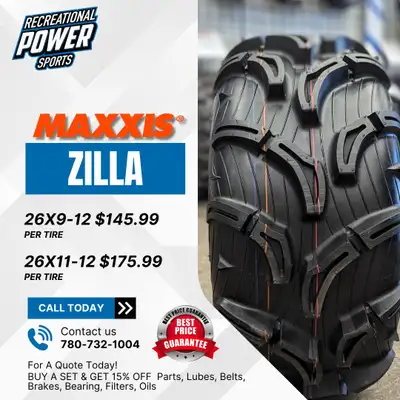 ON SALE NOW! Maxxis Zilla Tires We offer a Price Match Promise on our in stock ATV tires* See in sto...