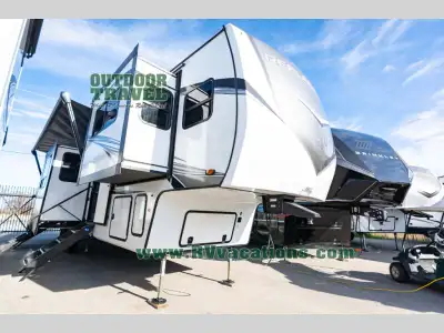 Grand Design Reflection fifth wheel 360FLS highlights: Front Living Room Queen Bed Kitchen Island 16...