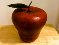 VTG Ceramic Red Apple with Metal Stem/Leaf