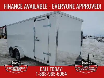 NEW Factory Outlet 7x16ft Enclosed Cargo Trailer - Rear Ramp Door w/ Spring Assist - Wedge Front - 3...