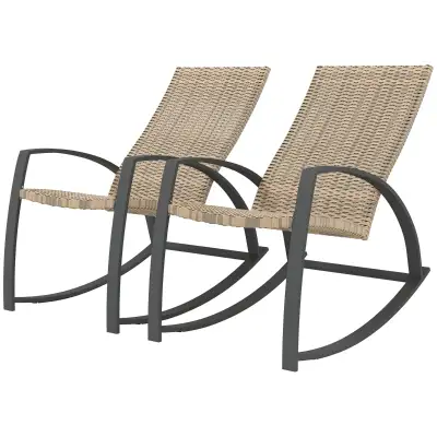 2 Pieces Wicker Patio Rocking Chair Set, Rattan Outdoor Rocking, View more
