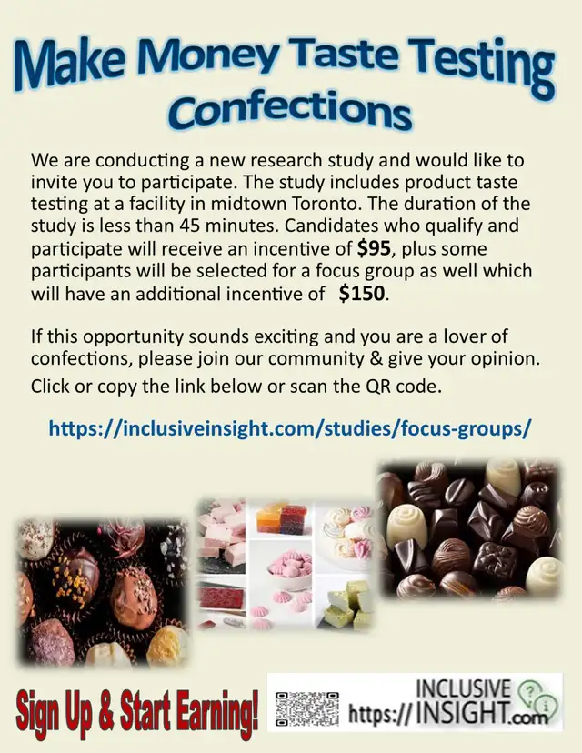 Make Money Taste Testing Confections Chocolates Toronto $95 plus63871137996803120