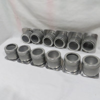 12 Brushed Silver Metal Magnetic Spice Jars With Back Plate