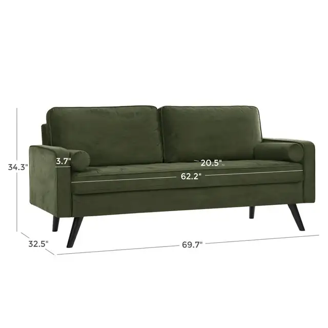 NEW 69.7 IN MODERN VELVET COUCH LIVING ROOM SOFA BT2555 in Couches & Futons in Winnipeg - Image 5