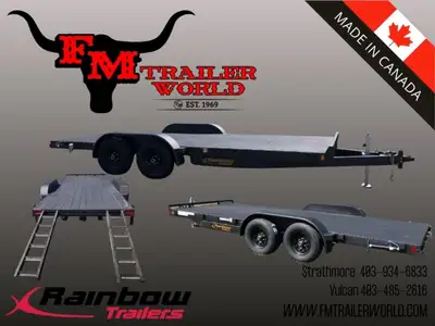 18' Rainbow Express Heavy Duty Car Equipment Trailer 2-5 200 lb LCI Axles With 5' Slide In Rear Ramp...
