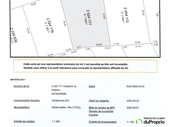 $125,000 - Residential Lot for sale in Ste-Adele — photo 1