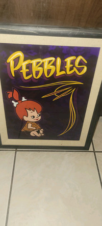 Reverse Hand Painted "PEBBLES" Flintstone Art