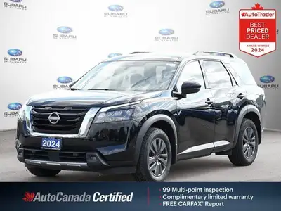 New Price! Odometer is 5059 kilometers below market average! Black 2024 Nissan Pathfinder SV 4WD 9-S...